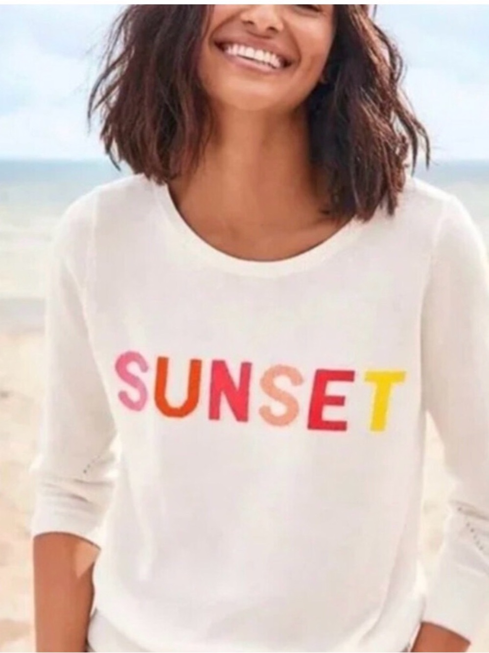 LOFT Women's 'Sunset' Crewneck Sweater in Cream